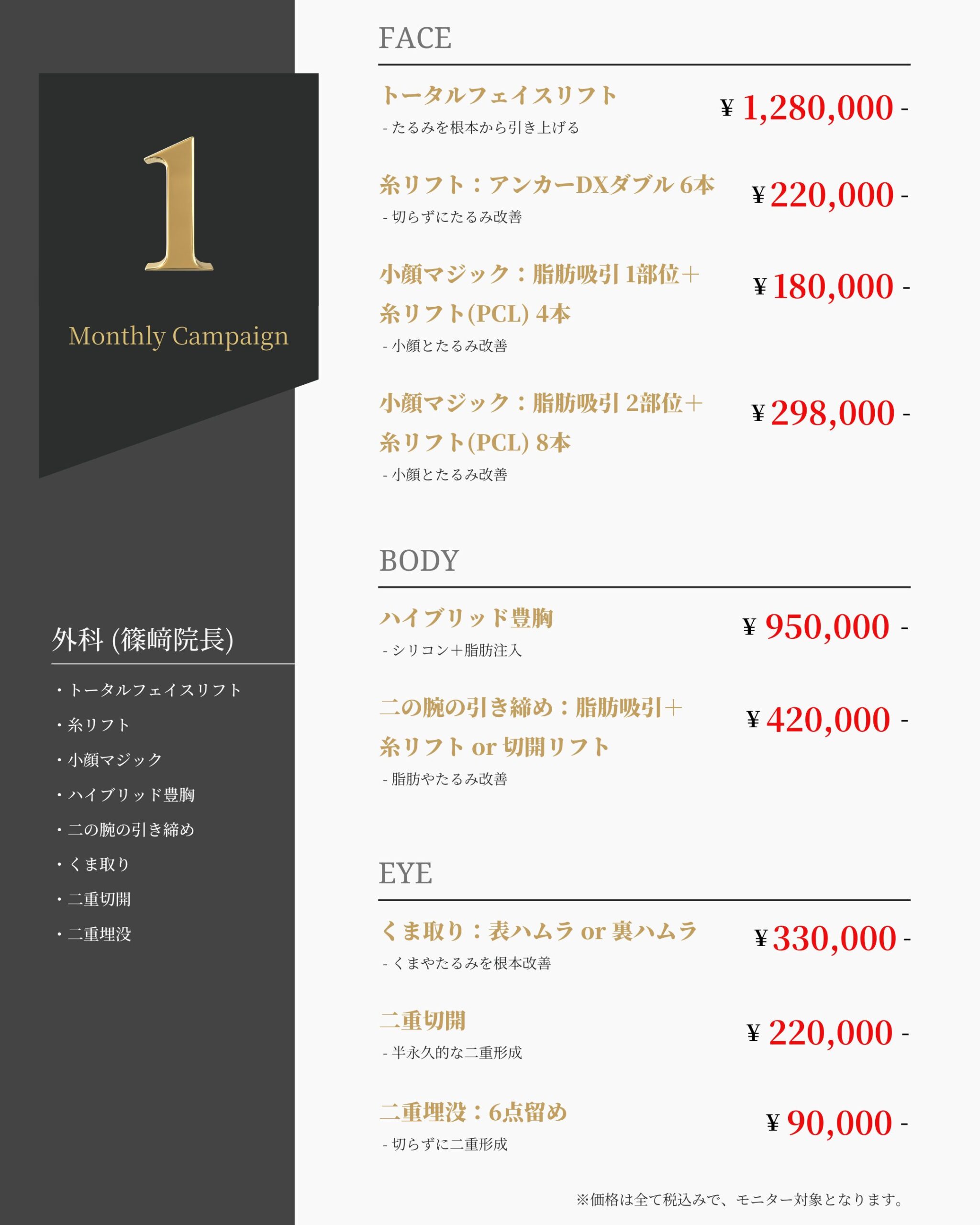 1月 外科(篠﨑院長)メニュー