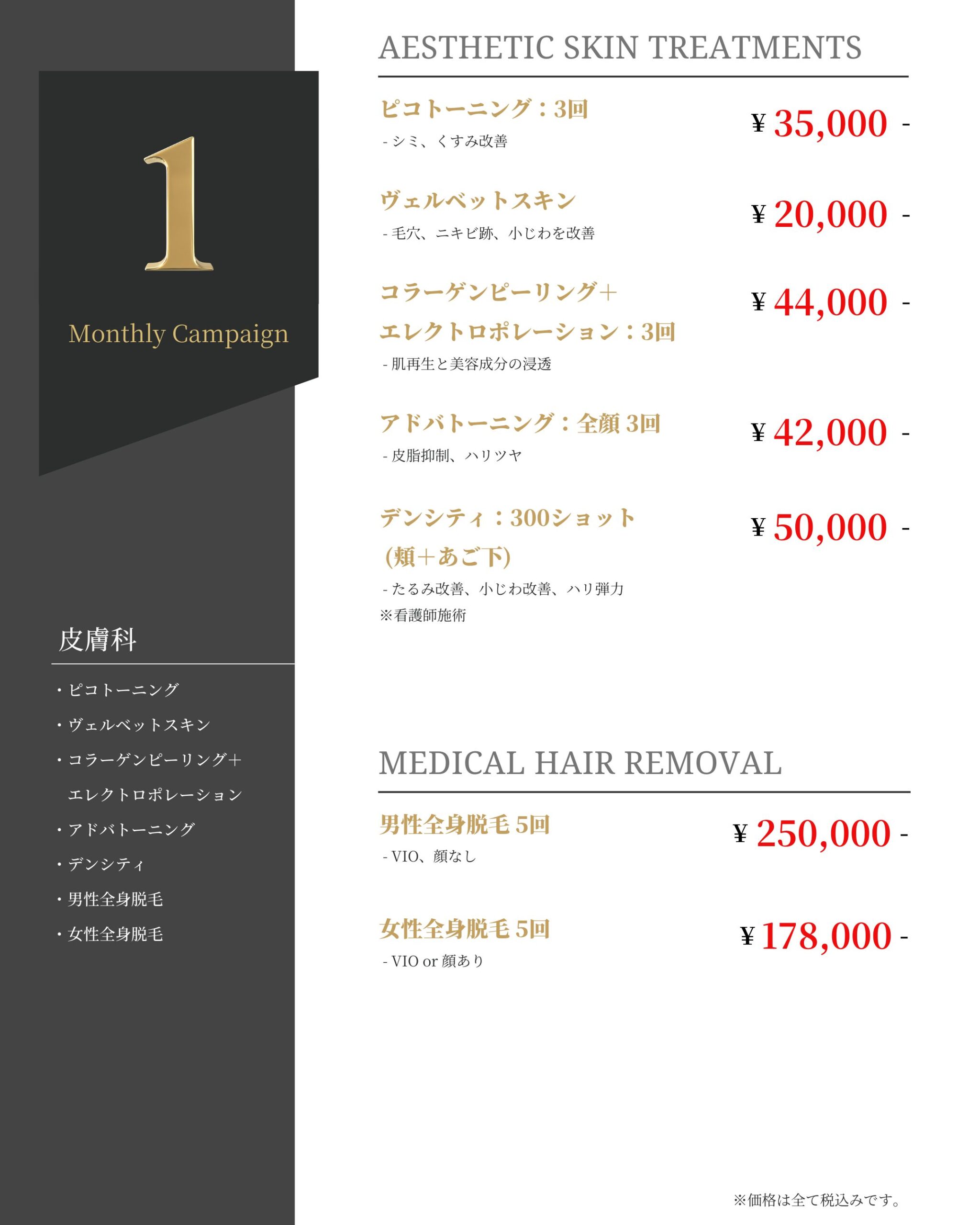 1月 皮膚科メニュー