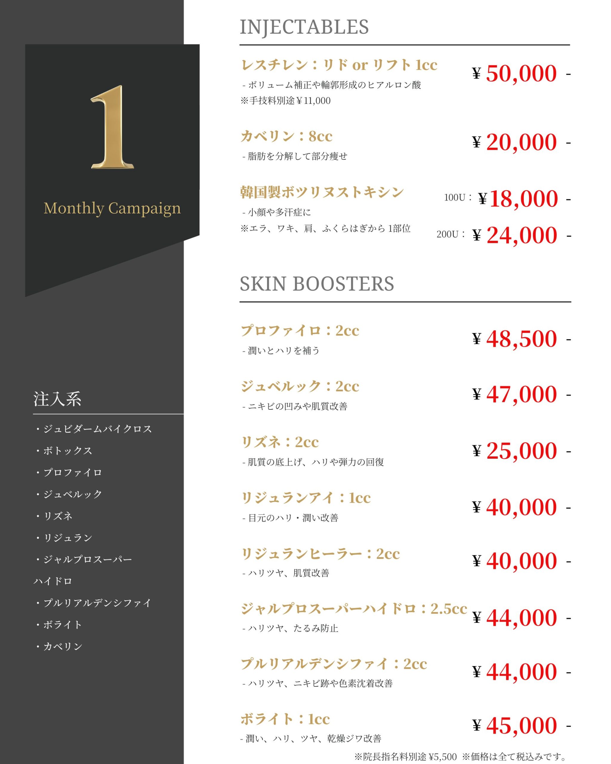 1月 注入系メニュー