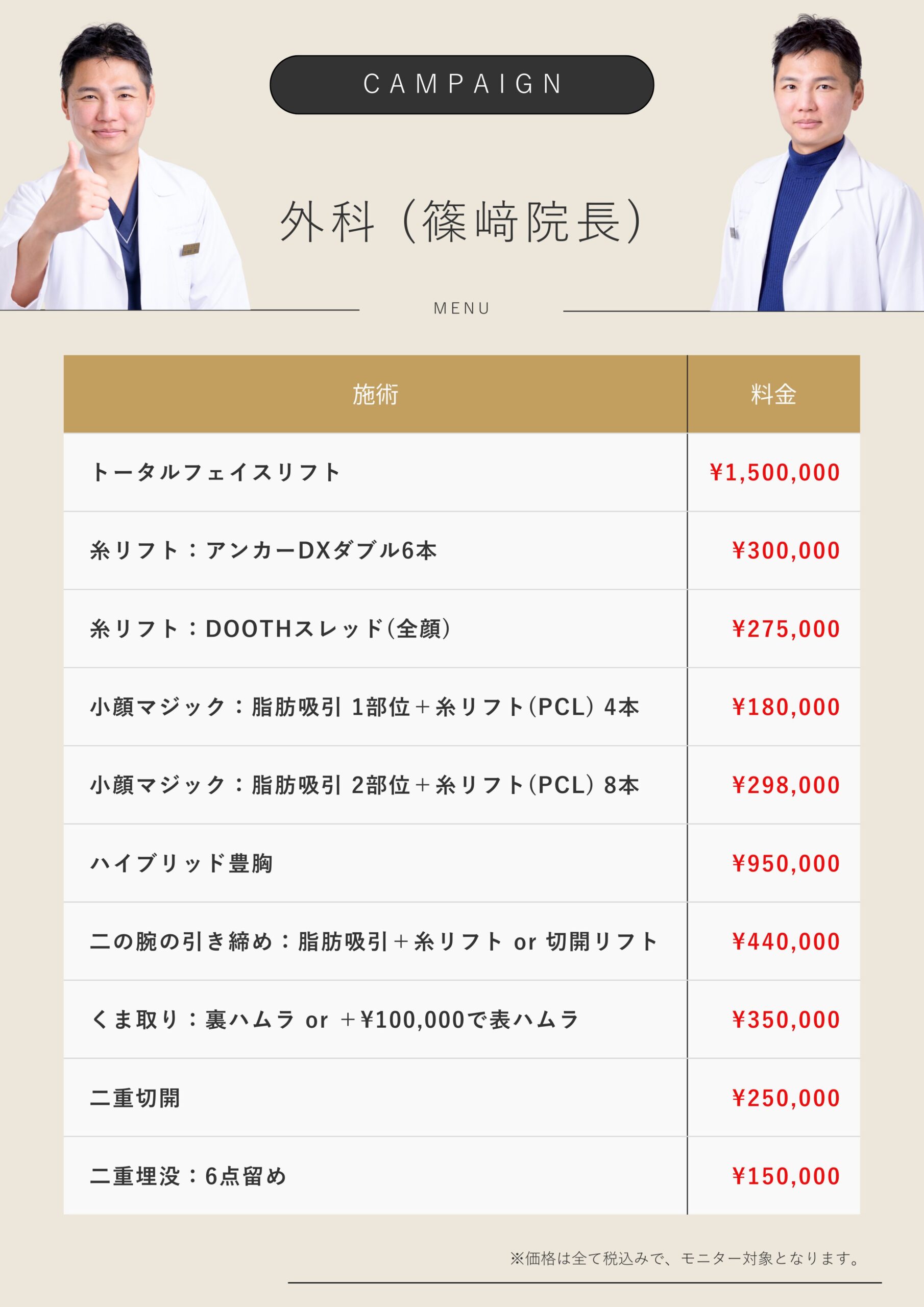 3月 外科(篠﨑院長)メニュー