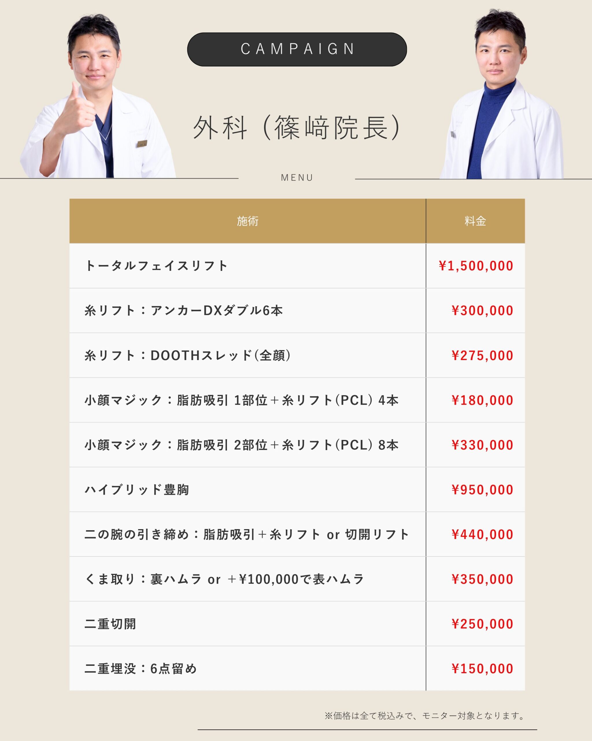 4月 外科(篠﨑院長)メニュー